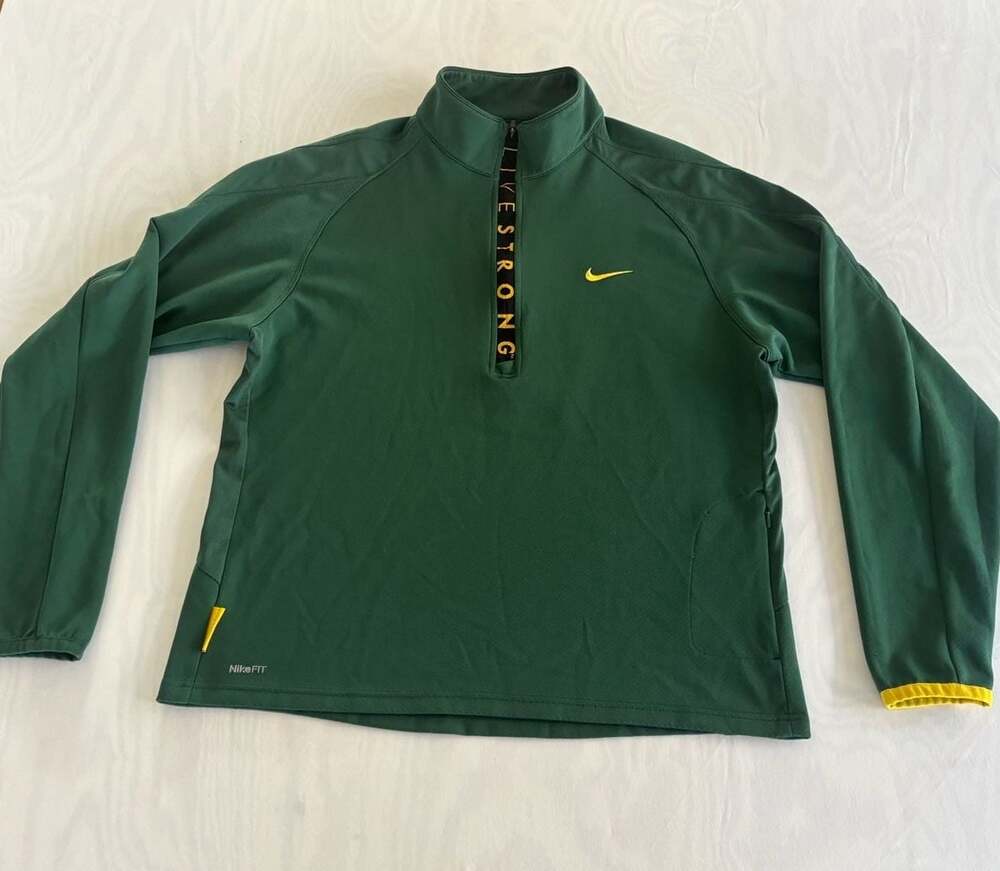Nike Livestrong Dri-FIT 1/4 Zip Pullover Long Sleeve Athletic Green Shirt Large